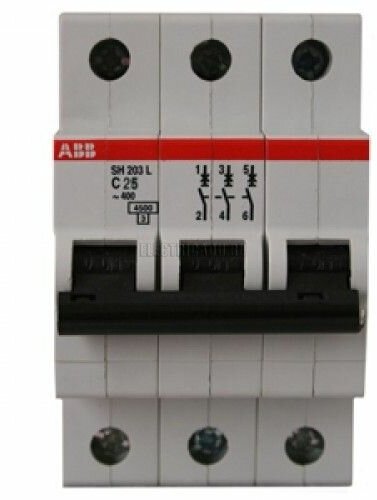 SH200 2CDS243001R0064 Автоматический выключатель трехполюсный 6А (4.5 кА, C) ABB - фото №16