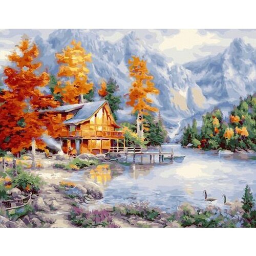 Картина по номерам Осенний домик в горах 40х50 см Hobby Home