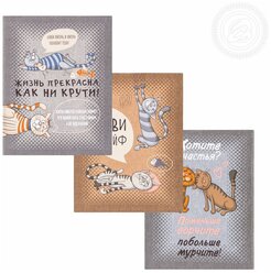 Набор кухонных полотенец из рогожки (3 штуки) Кошачьи тайны