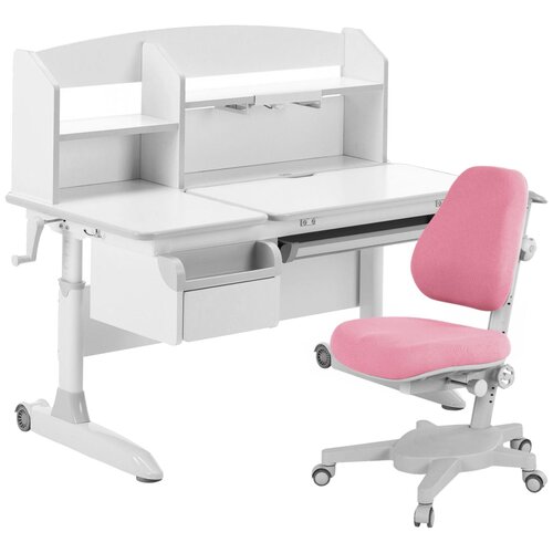 фото Комплект для работы стоя anatomica premium-50 парта romana + кресло armata + надстройка + подставка для книг 120x60 см белый/серый/розовый