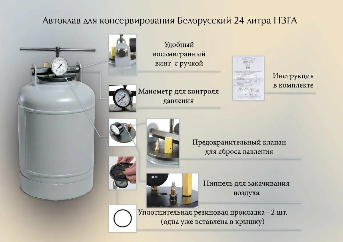 Автоклав новогаз 24 литра НЗГА Белоруссия / Стерилизатор бытовой / Автоклав для консервирования - фотография № 3