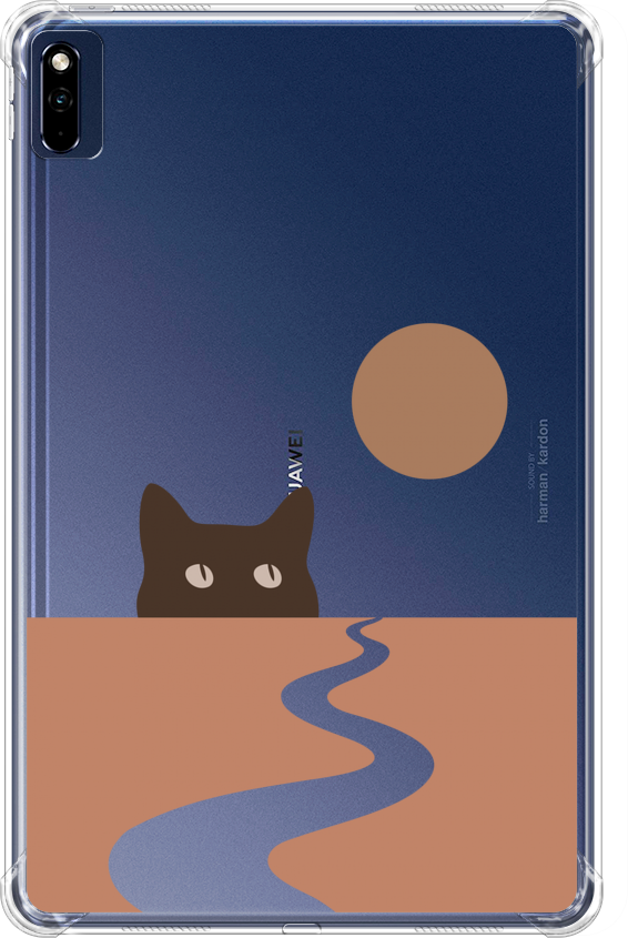 Противоударный силиконовый чехол для планшета Huawei MatePad 10.4 Дорога ведущая к коту