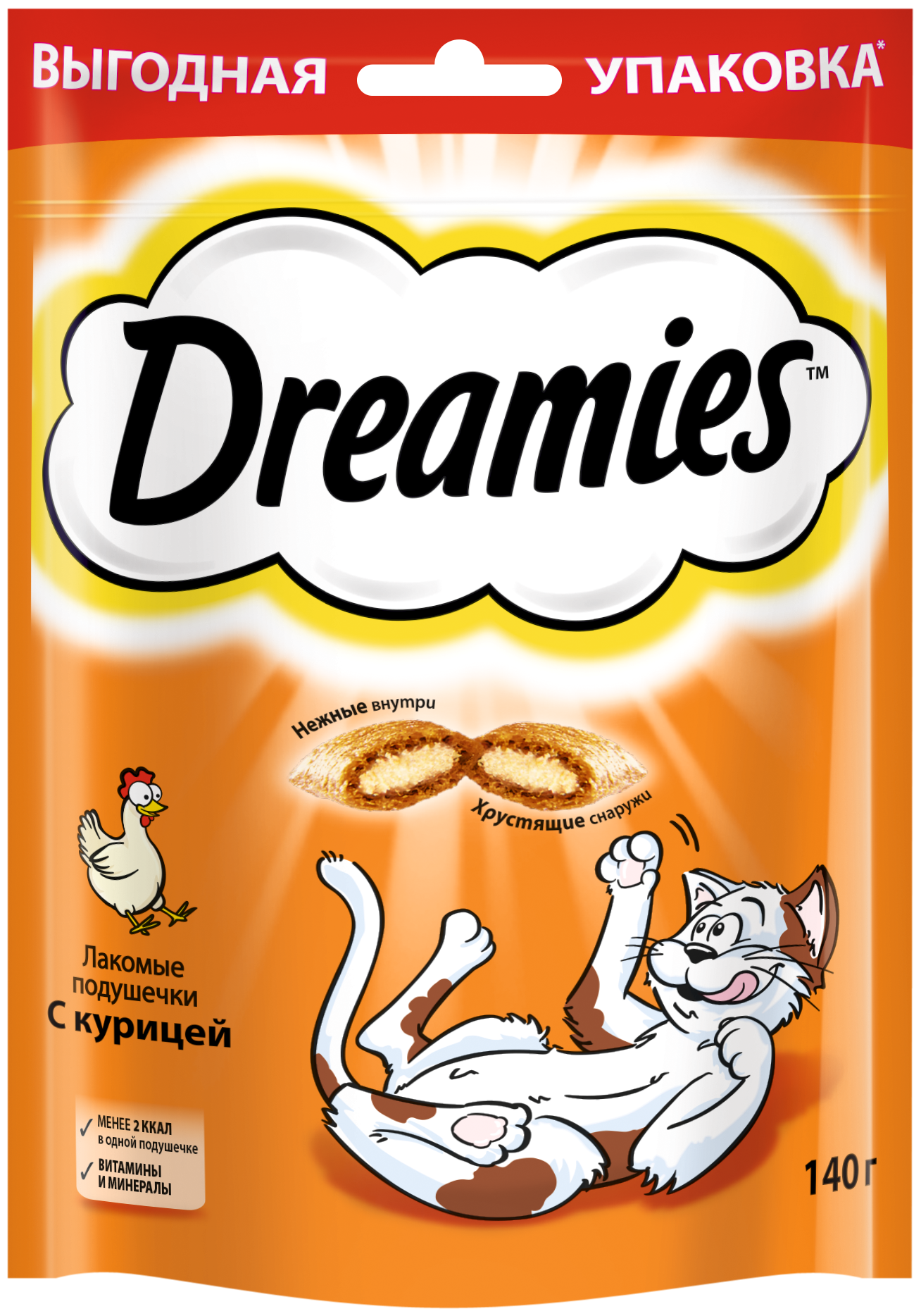 Dreamies Лакомые подушечки для кошек, с курицей, 140 г