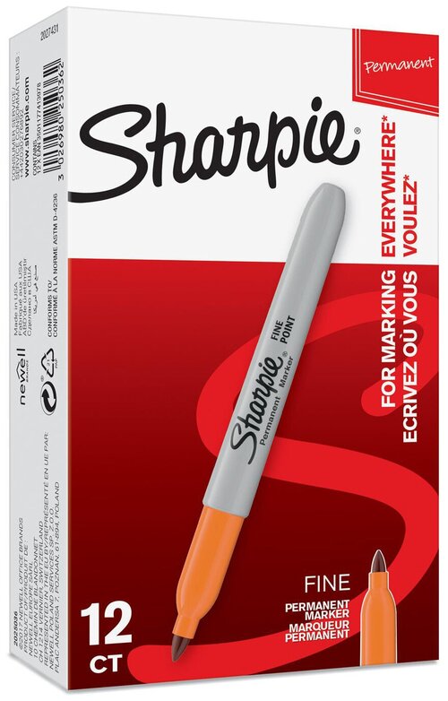 Маркер перманентный Paper Mate Fine 2025036 Sharpie оранжевый (12 шт. в упаковке)