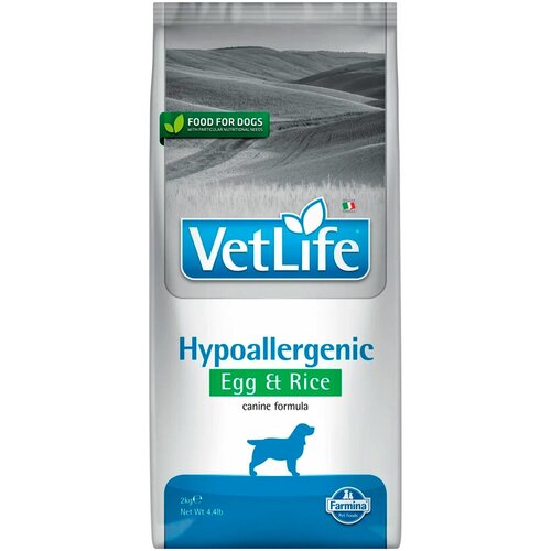 FARMINA VET LIFE CANIN HYPOALLERGENIC для взрослых собак при пищевой аллергии, непереносимости с яйцом и рисом (2 + 2 кг)