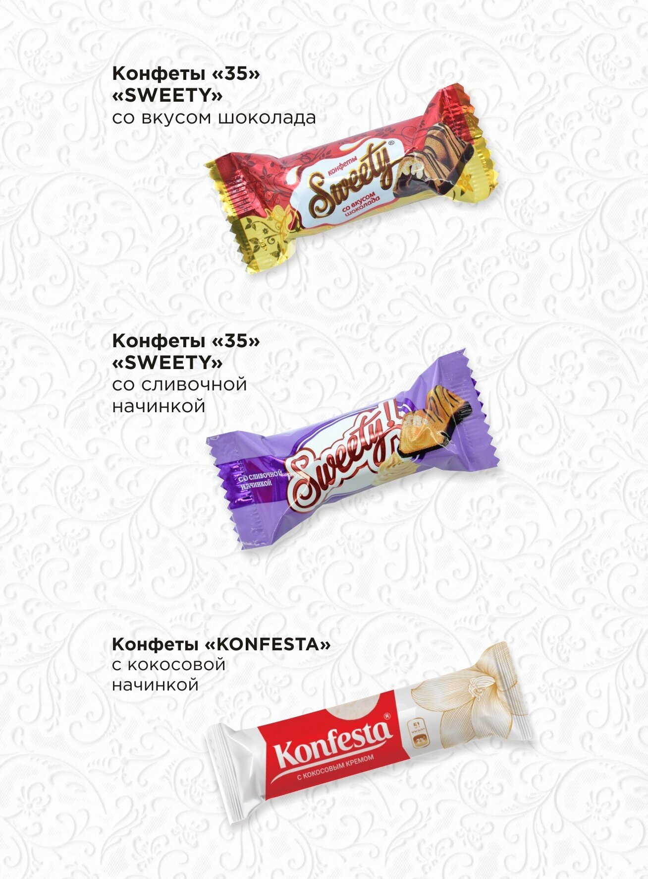 Шоколадные конфеты ассорти в коробке " Konfesta & SWEETY", Тимофеев ко,3 кг - фотография № 2