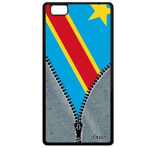 фото Чехол на телефон p8 lite 2015, "флаг конго киншаса на молнии" туризм страна utaupia