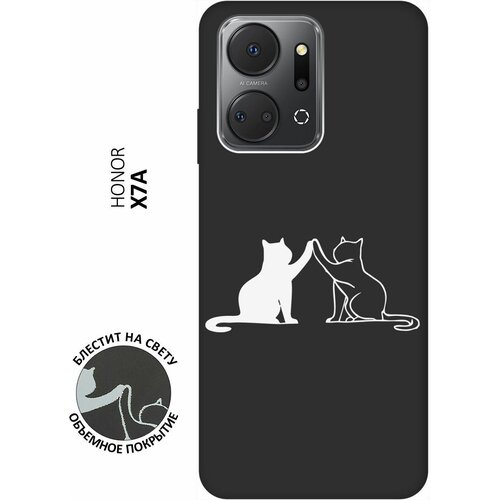 Матовый Soft Touch силиконовый чехол на Honor X7a, Хонор Х7а с 3D принтом Cats W черный матовый soft touch силиконовый чехол на honor x7a хонор х7а с 3d принтом go sleep w черный