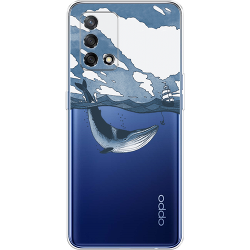 Силиконовый чехол на Oppo A74 / Оппо A74 Большой кит, прозрачный силиконовый чехол на oppo a74 оппо a74 волна в канагаве прозрачный
