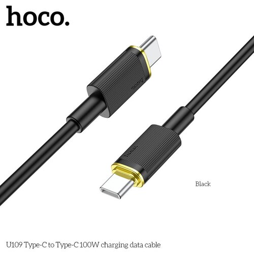 Кабель Hoco U109 Type-C to Type-C 100W, черный автомобильная зарядка от прикуривателя hoco nz6 кабель type c to type c 1xusb a 2xtype c p