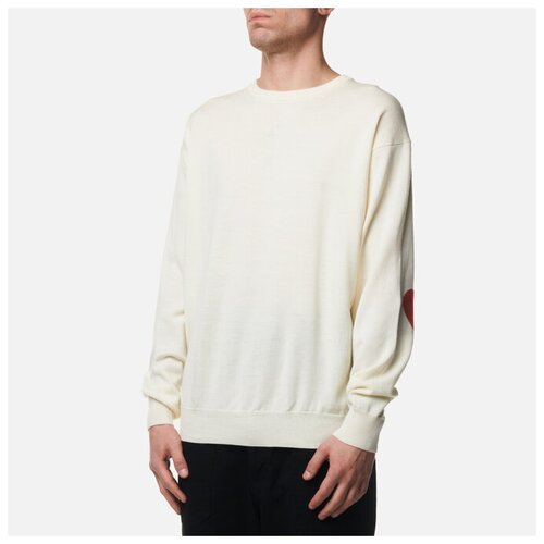 фото Мужской свитер sophnet. heart elbow pattern crew neck белый, размер l