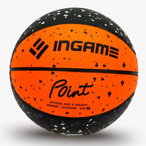 Мяч баскетбольный резиновый GAMEIN PIONT, размер 7, черный/оранжевый
