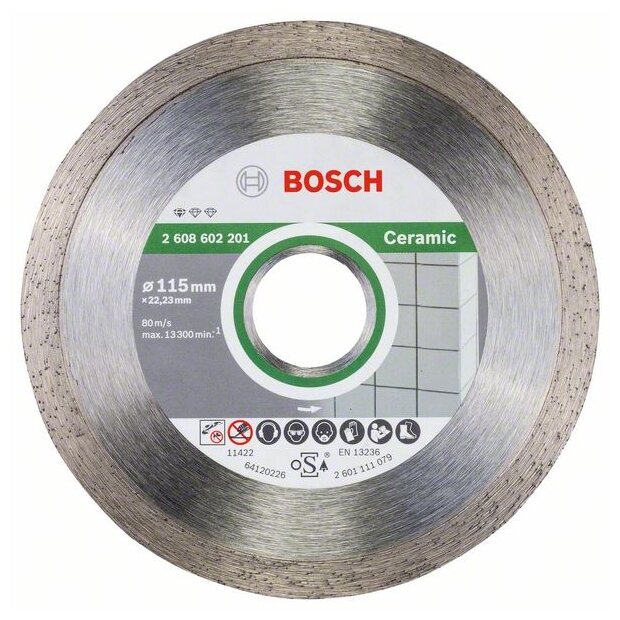 Диск алмазный отрезной BOSCH Standard for Ceramic 2608602201, 115 мм 1 шт.