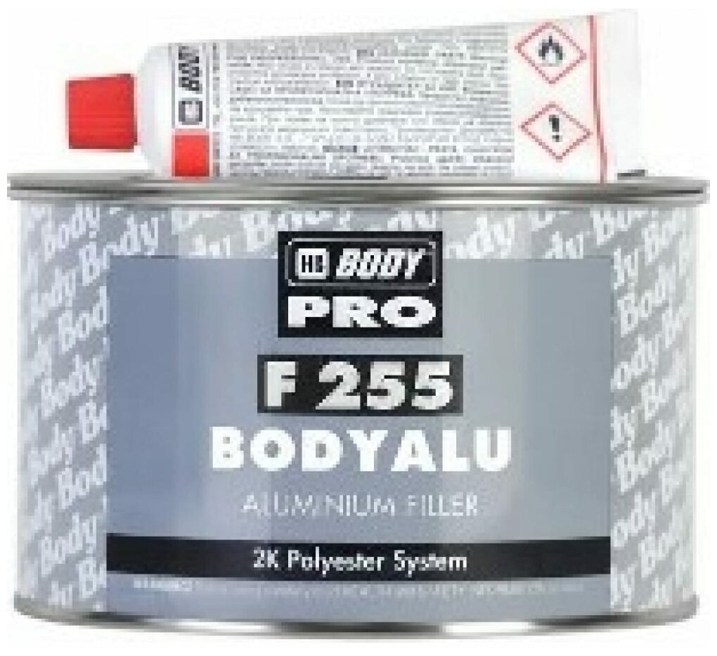 Шпатлевка HB BODY "PRO F255 "ALU", с алюминием, банка, 1.8 кг.