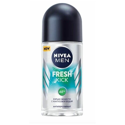 Nivea Men Антиперспирант Fresh Kick роликовый, 50 мл, 2 шт. дезодорант спрей nivea men дезодорант антиперспирант спрей fresh kick