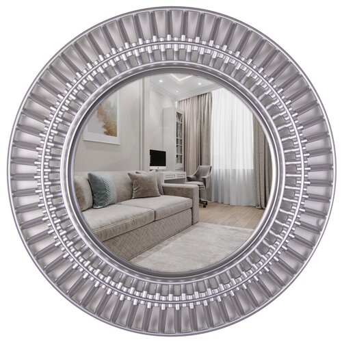 Зеркало интерьерное настенное в ажурном корпусе d 51см, серебро (5029-Z1)