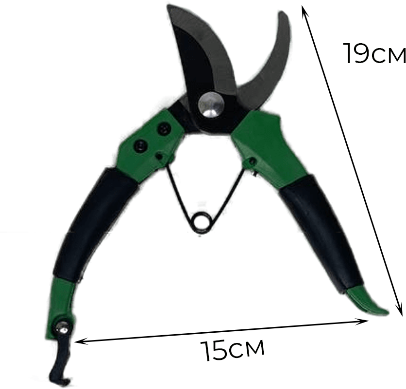 Секатор садовый для обрезки кустарников зеленый - фотография № 2