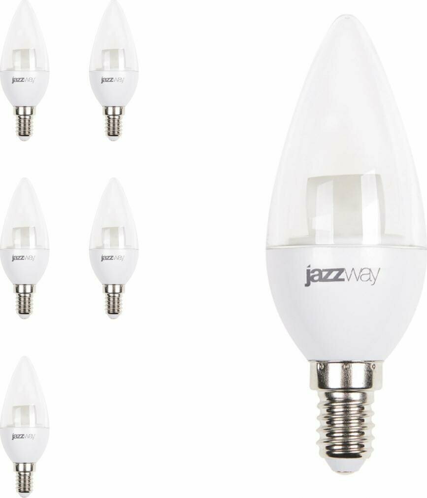фото Светодиодная лампа JazzWay PLED Super Power 7W эквивалент 60W 4000K 540Лм Е14 свеча (комплект из 5 шт)