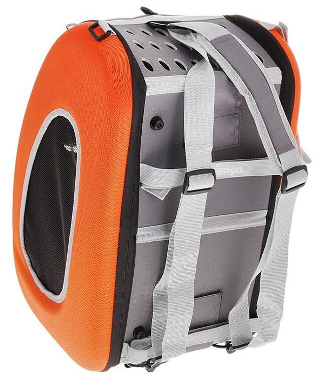 Ibbiyaya складная сумка-тележка 3 в 1 для собак до 8 кг (сумка, рюкзак, тележка) оранжевая - фотография № 3