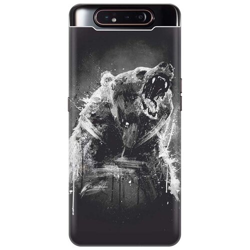 Ультратонкий силиконовый чехол-накладка для Samsung Galaxy A80 с принтом Разъяренный медведь ультратонкий силиконовый чехол накладка для samsung galaxy a3 с принтом разъяренный медведь