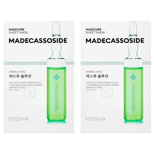 Маска SOS с мадекасосидом для восстановления ослабленной кожи, Missha, Mascure Rescue Solution sheet mask Madecasoside, 28 мл, 2 шт