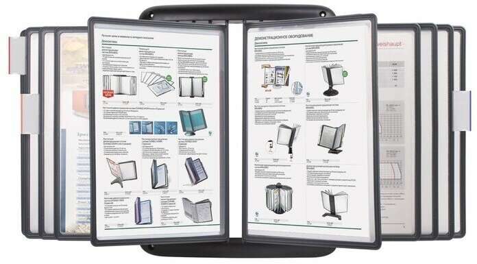 Демосистема настенная на 10 серых панелей A4, BRAUBERG, европодвес