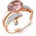 Кольцо Diamant online, серебро, 925 проба, золочение, фианит, морганит, размер 19, розовый