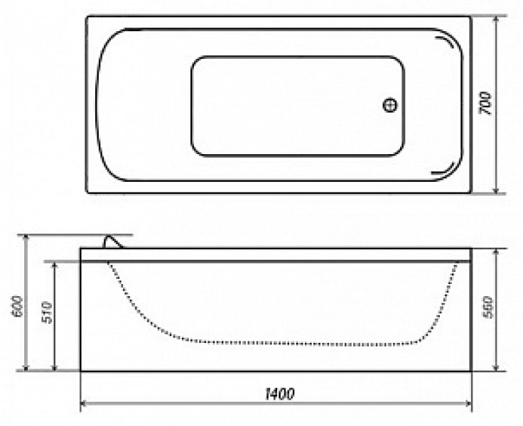 Ванна акриловая Triton Стандарт Н0000099327, 140x70 - фото №15