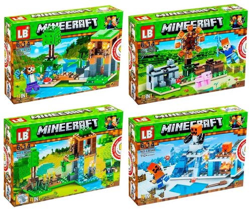 Конструктор China bricks 548-1 Minecraft 4 in 1 — Сюжеты (Light Brick), из серии Компьютерные игры, Майнкрафт