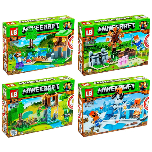 Конструктор China bricks 548-1 Minecraft 4 in 1 — Сюжеты (Light Brick), из серии Компьютерные игры, Майнкрафт