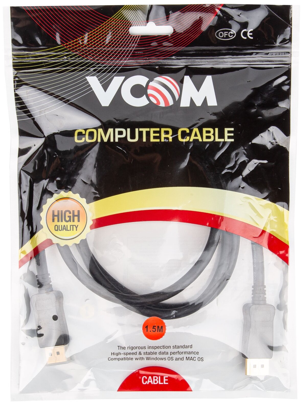 Кабель VCOM DisplayPort - DisplayPort (CG632), 1.5 м, 1 шт., черный VCOM Telecom - фото №4