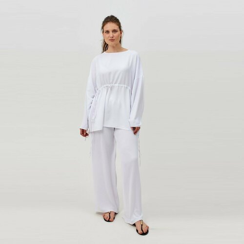Комплект одежды Minaku, размер 48, белый костюм minaku свитшот и брюки повседневный стиль свободный силуэт размер 48 фиолетовый