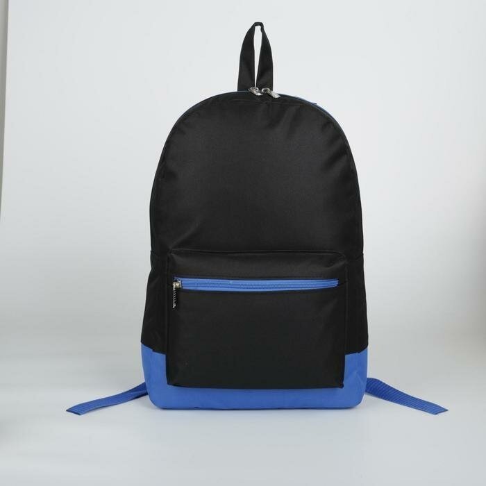 Рюкзак молодежный, отдел на молнии, наружный карман, цвет черный/синий