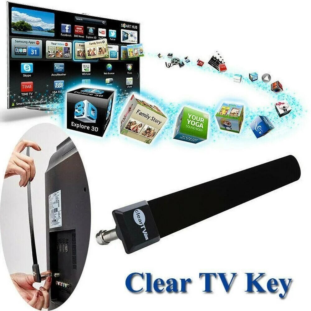 Телевизионная HD антенна Clear TV Key / Цифровая антенна / антенна для цифрового тв / антенна для телевизора / черная