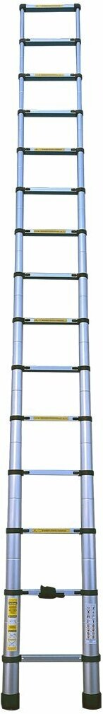 Лестница телескопическая односекционная Alumet TLS 4.4, алюминиевая, 15 ступеней, 4,4 м
