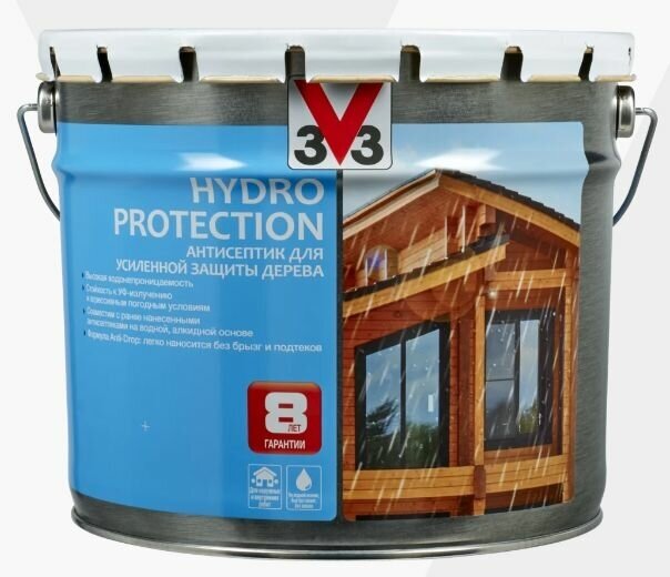 Пропитка V33 антисептик для усиленной защиты дерева Hydro Protection, 9 л, скандинавская сосна - фотография № 3