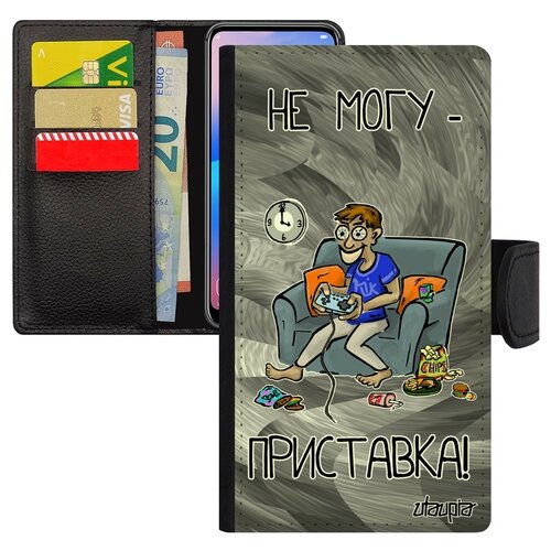 фото Чехол-книжка на смартфон galaxy a5 2017, "не могу - у меня приставка!" карикатура шутка utaupia