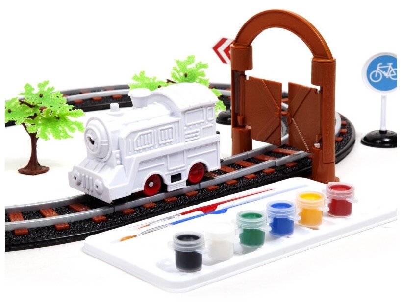 Железная дорога Серебряный путь с одним паровозом под раскраску Yako - фото №4