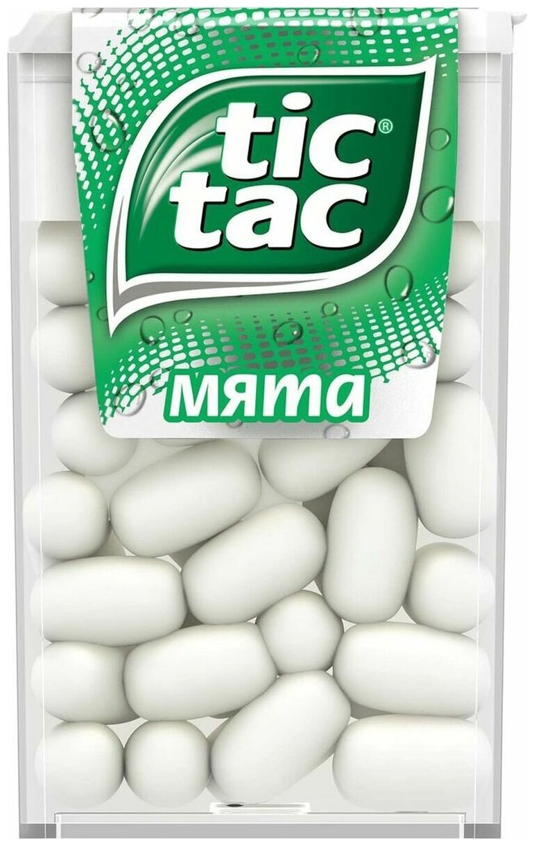 Драже Tic Tac Мята, 16 г, пластиковая коробка 12шт - фотография № 1