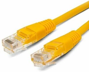 Патч-корд U/UTP 5e кат. 0.5м Filum FL-U5-C-0.5M-Y 26AWG(7x0.16 мм), кабель для интернета, чистая медь, PVC, жёлтый