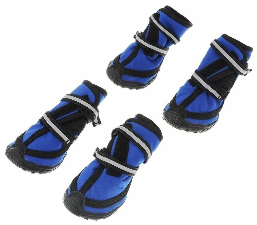 Ботинки (Triol) высокие для собак XL (светоотражатель на липучках) синие - фотография № 3