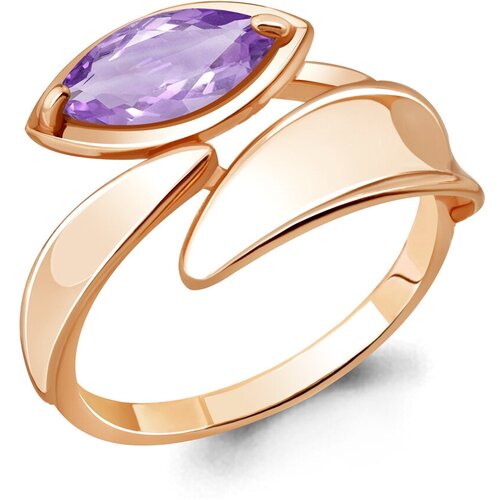 фото Кольцо из золочёного серебра aquamarine а6919304-п с аметистом, размер 19 diamant-online