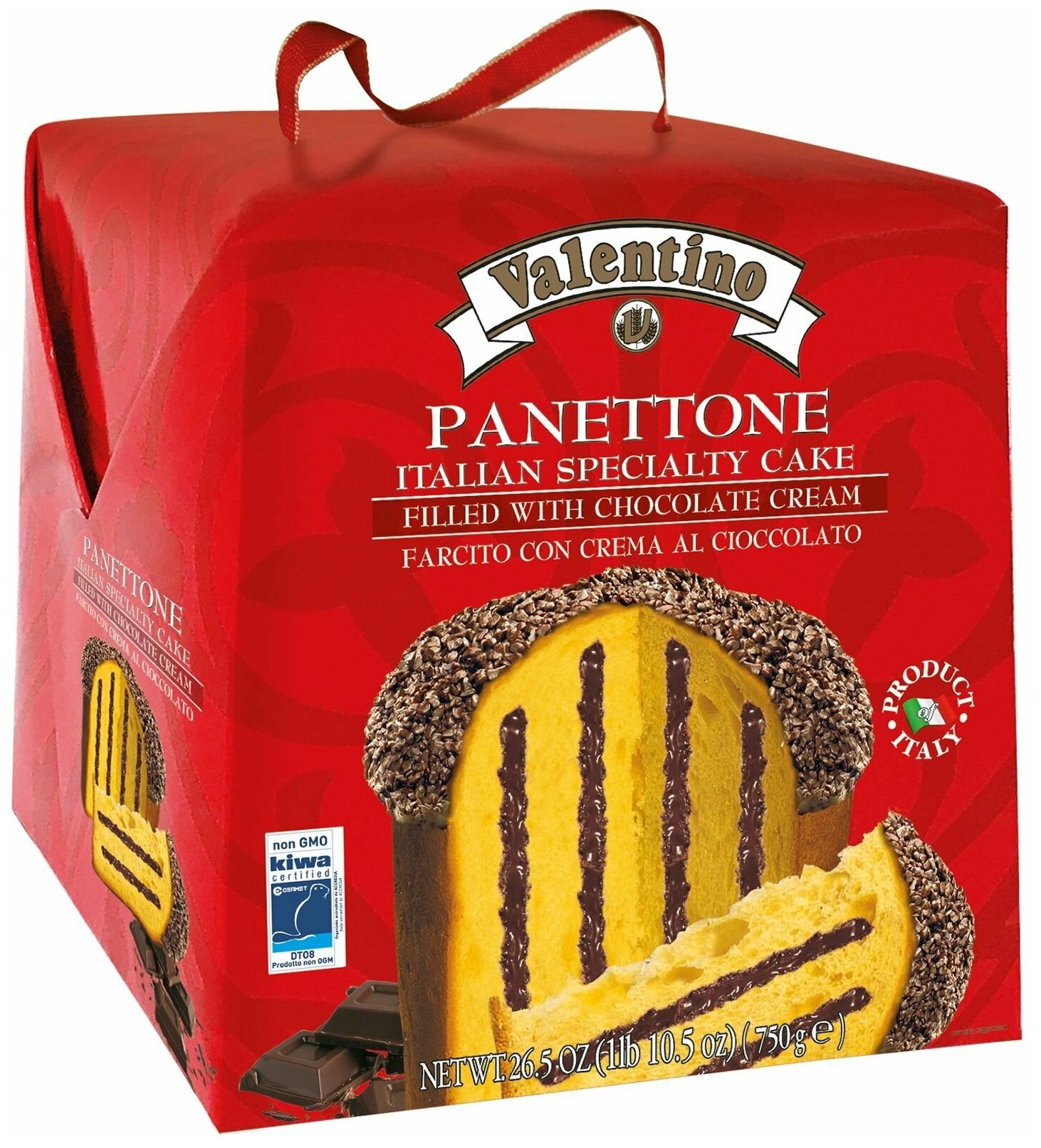 Кекс (кулич) Panettone VALENTINO с шоколадным кремом 750г, Италия - фотография № 1