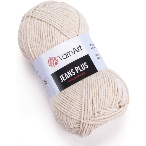 фото Пряжа yarnart jeans plus экрю (3), 55%хлопок/45%акрил, 160м, 100г, 1шт