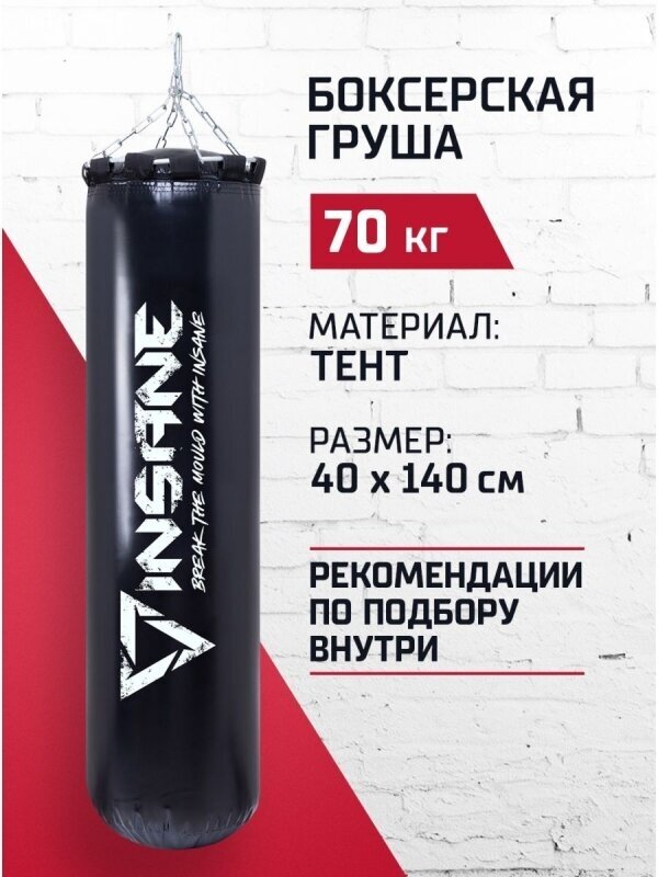 Мешок боксерский PB-01, 140 см, 70 кг, тент, черный, Insane