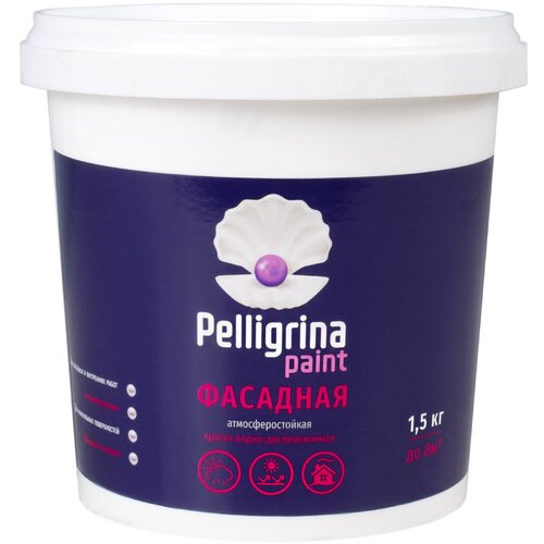 Краска фасадная Pelligrina Paint, акриловая, белоснежная, 1,5 кг