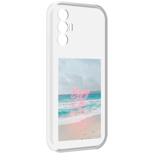 Чехол MyPads красивый пляж для Tecno Pova 3 задняя-панель-накладка-бампер