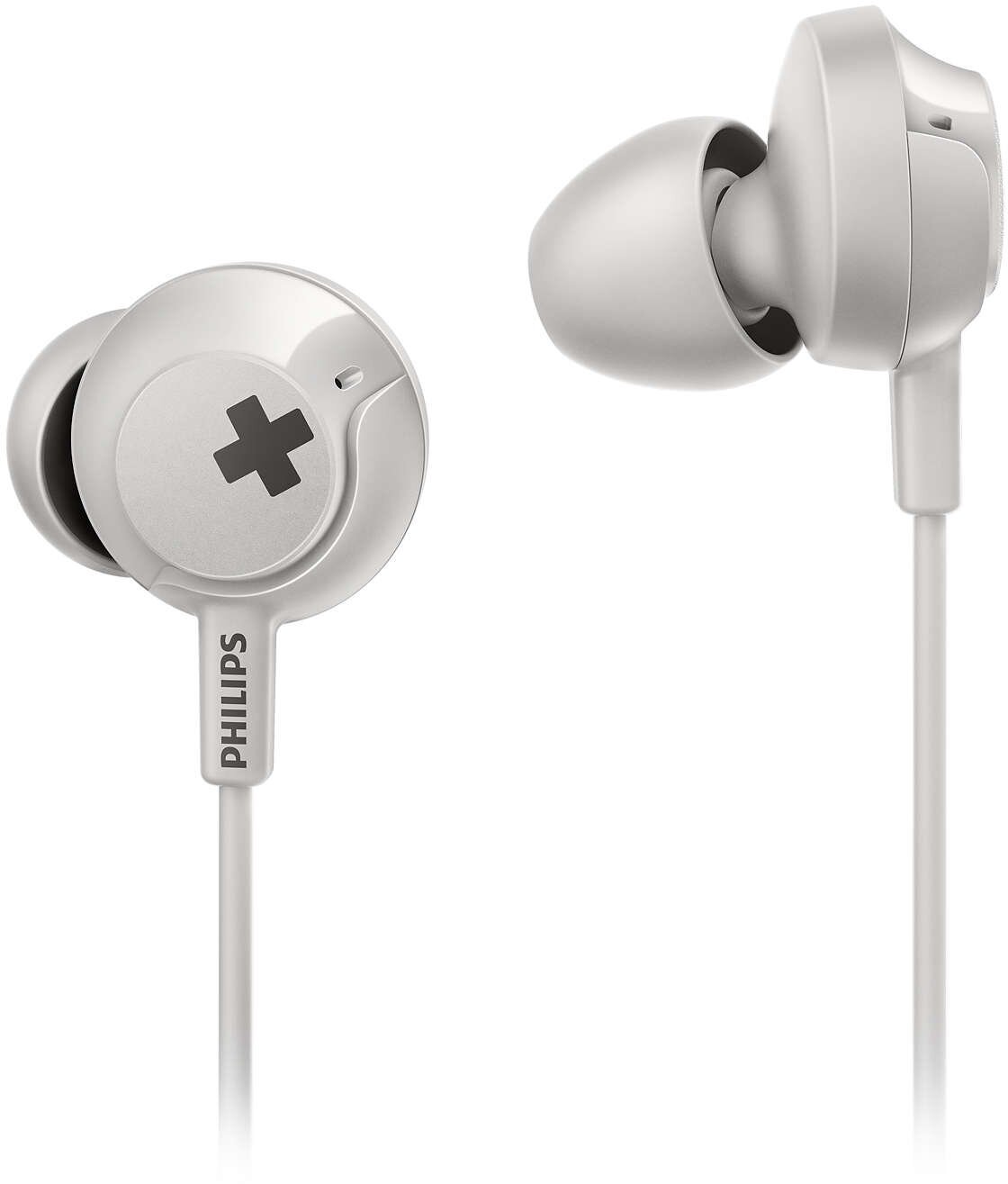 Philips BASS+ SHE4305, mini jack 3.5 mm, белый