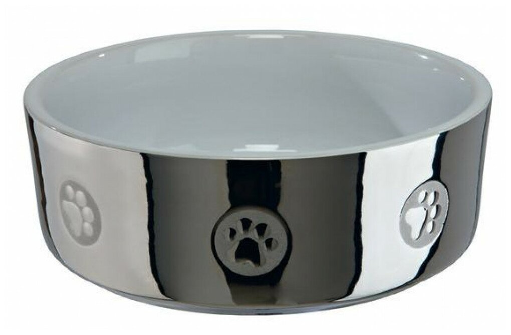Миска для собак Trixie Ceramic Bowl L, размер 19см., серебряный / белый