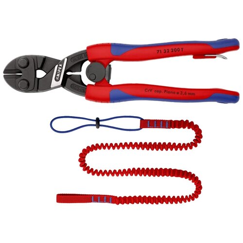 Болторезы Knipex 71 32 200 T BK со страховочным креплением 200 мм красный/синий